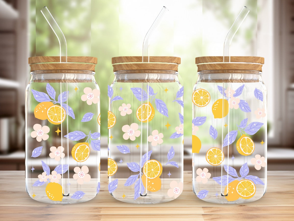 16 OZ Glass Cups - Lemons