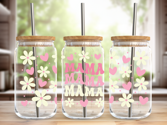 16 OZ Glass Cups - Floral Mama