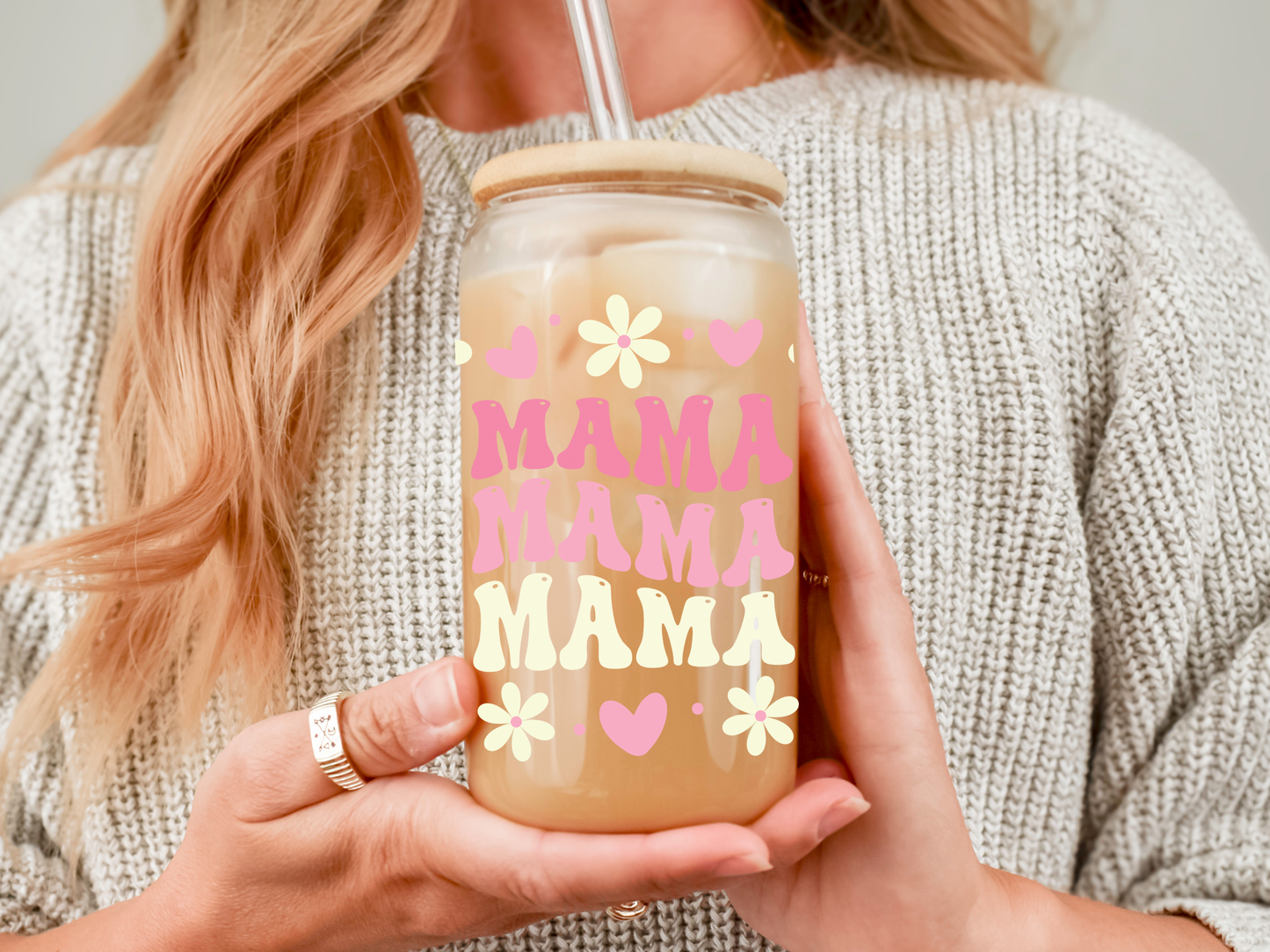16 OZ Glass Cups - Floral Mama