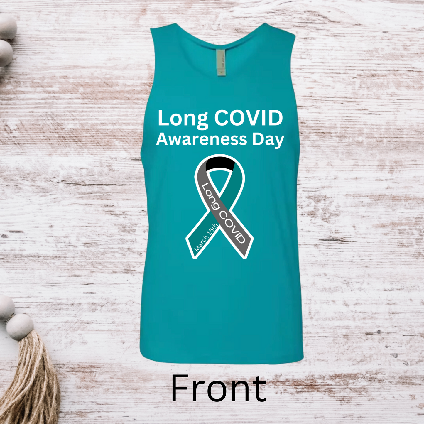 Long COVID Awareness Men's Tank Top - Teal - WITH DATE