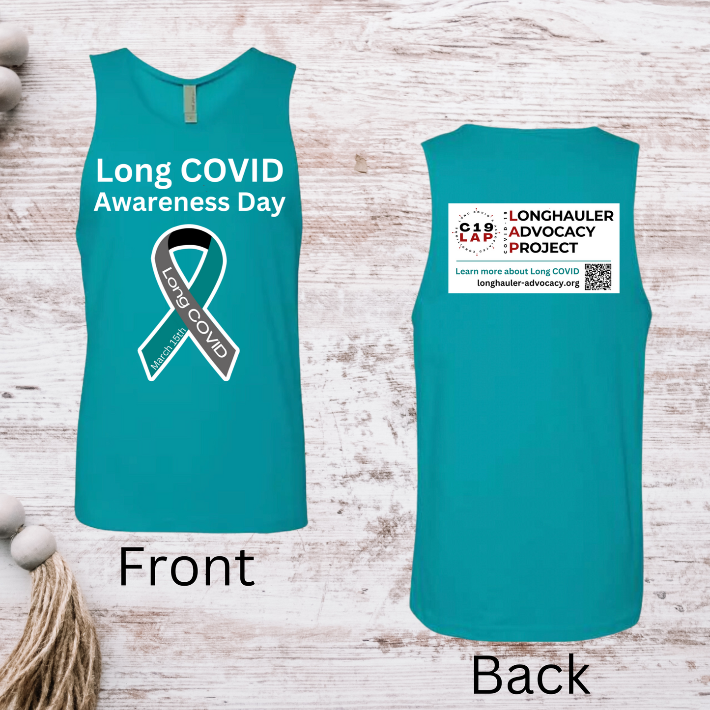 Long COVID Awareness Men's Tank Top - Teal - WITH DATE