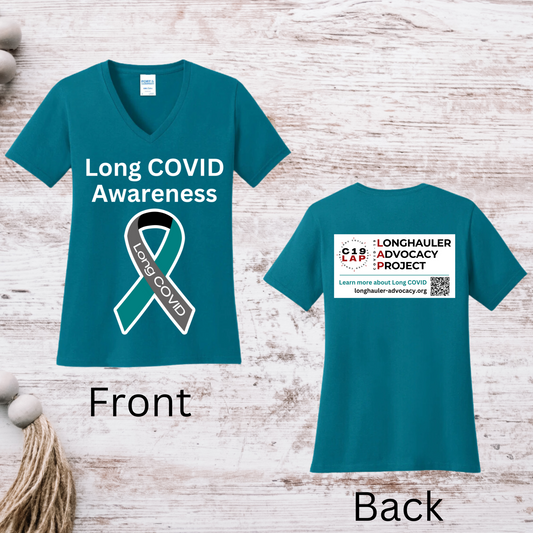 Long COVID Awareness Women's V-Neck - Teal- NO DATE